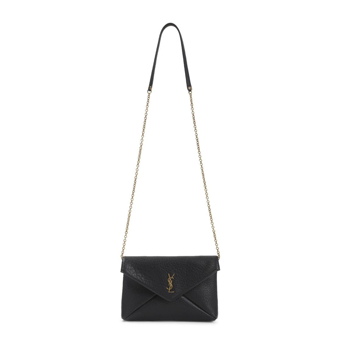 Saint Laurent Structured Black Lambskin Shoulder Bag With Subtle Metallic Logo