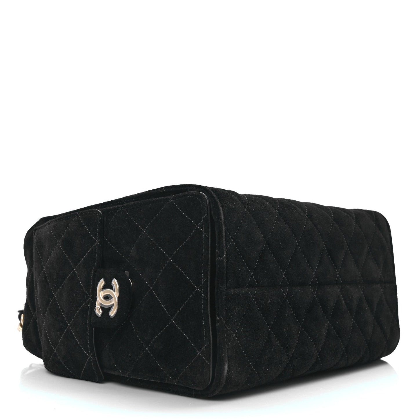 Suede Quilted Small Chanel 25 Handbag Black