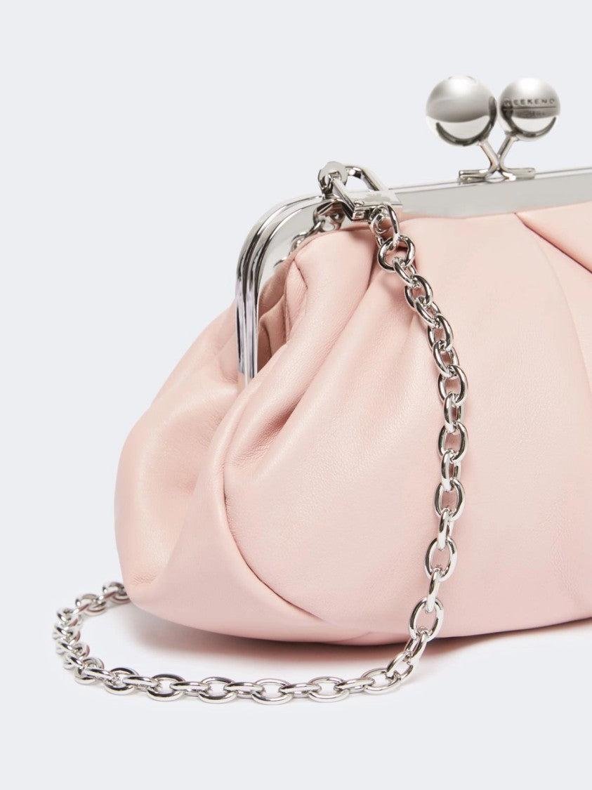 Max Mara Prati Soft Pleated Clutch Bag In Pale Pink Lambskin