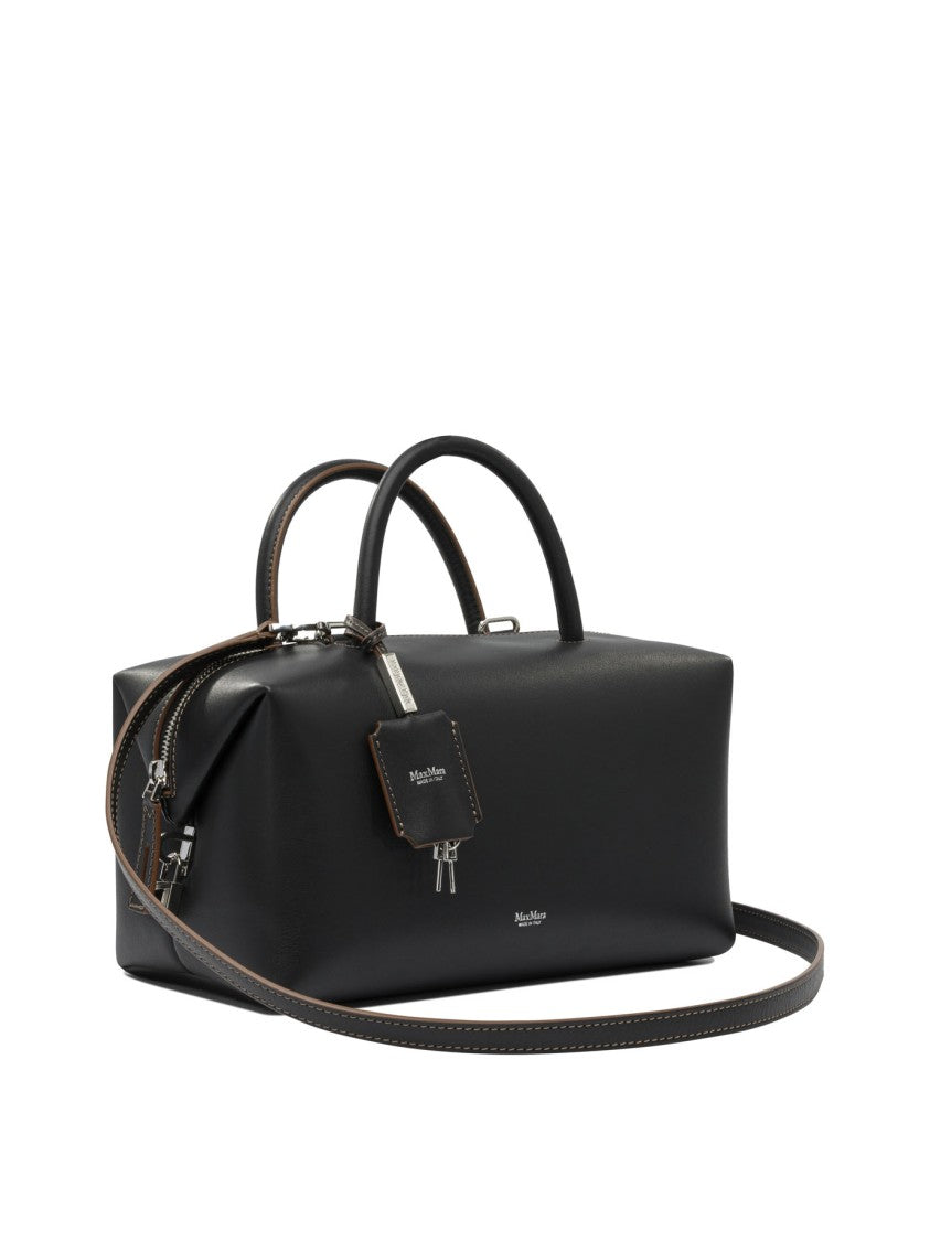 Max Mara Semi-Rigid Calfskin Satchel Handbag With M-Shaped Panels