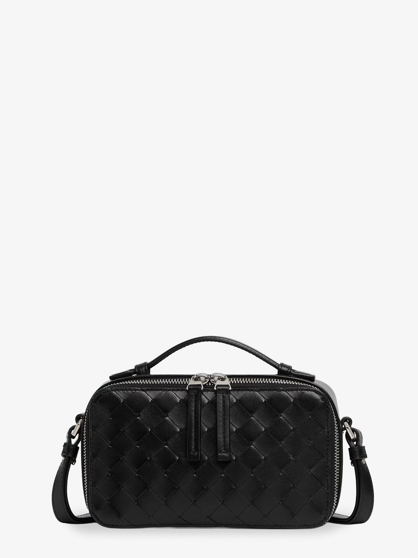 Leather clutch bag with Intrecciato motif