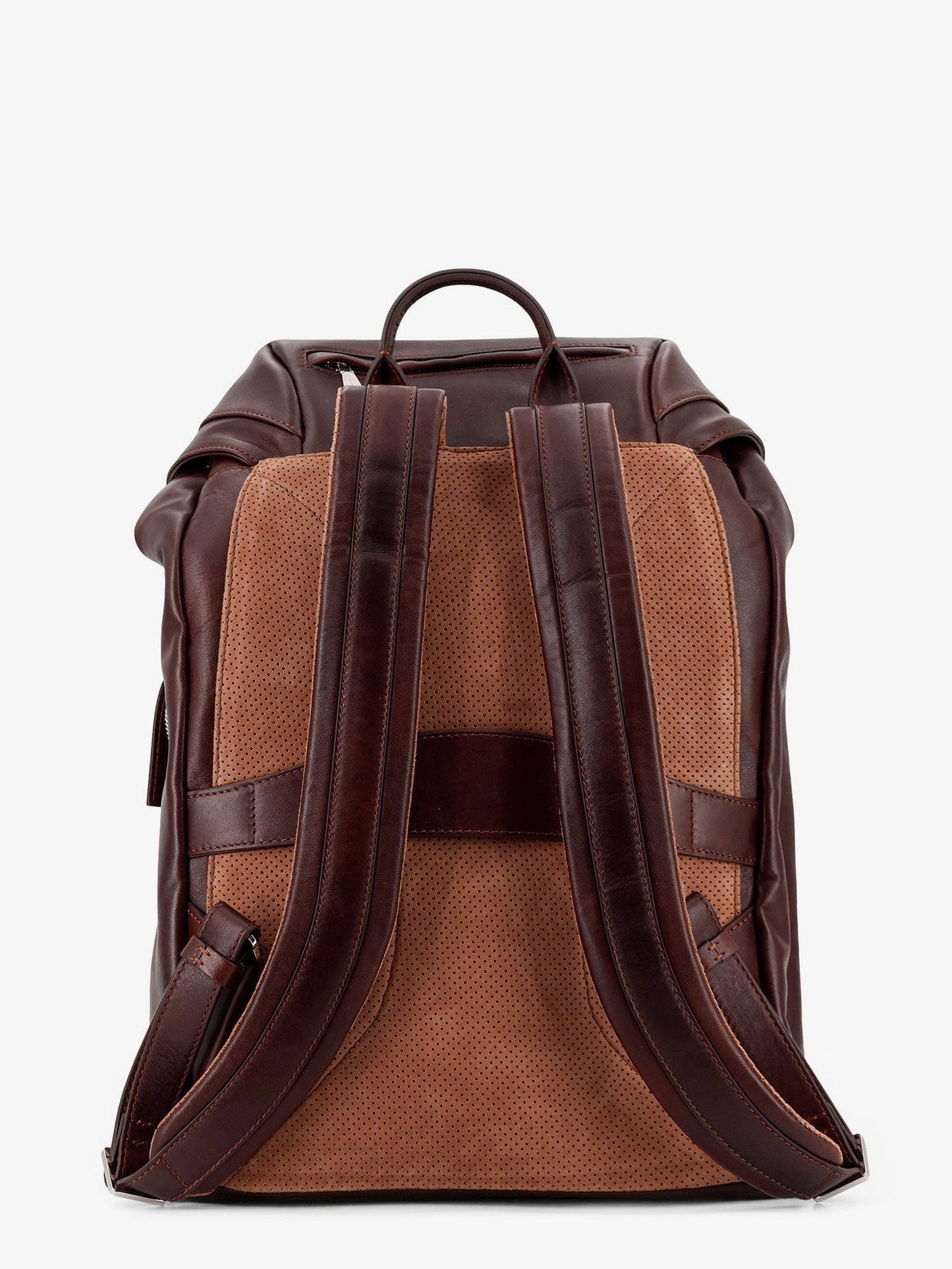 Leather backpack with front lettering logo