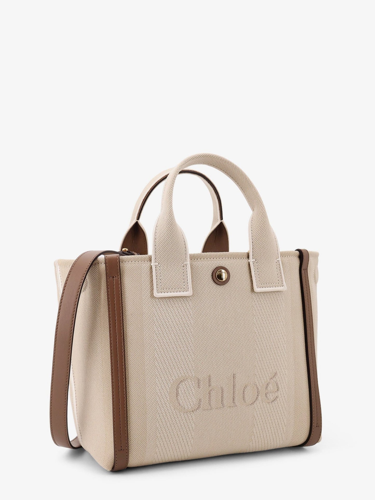 Chloé Carry canvas crossbody bag with oversized logo on the front