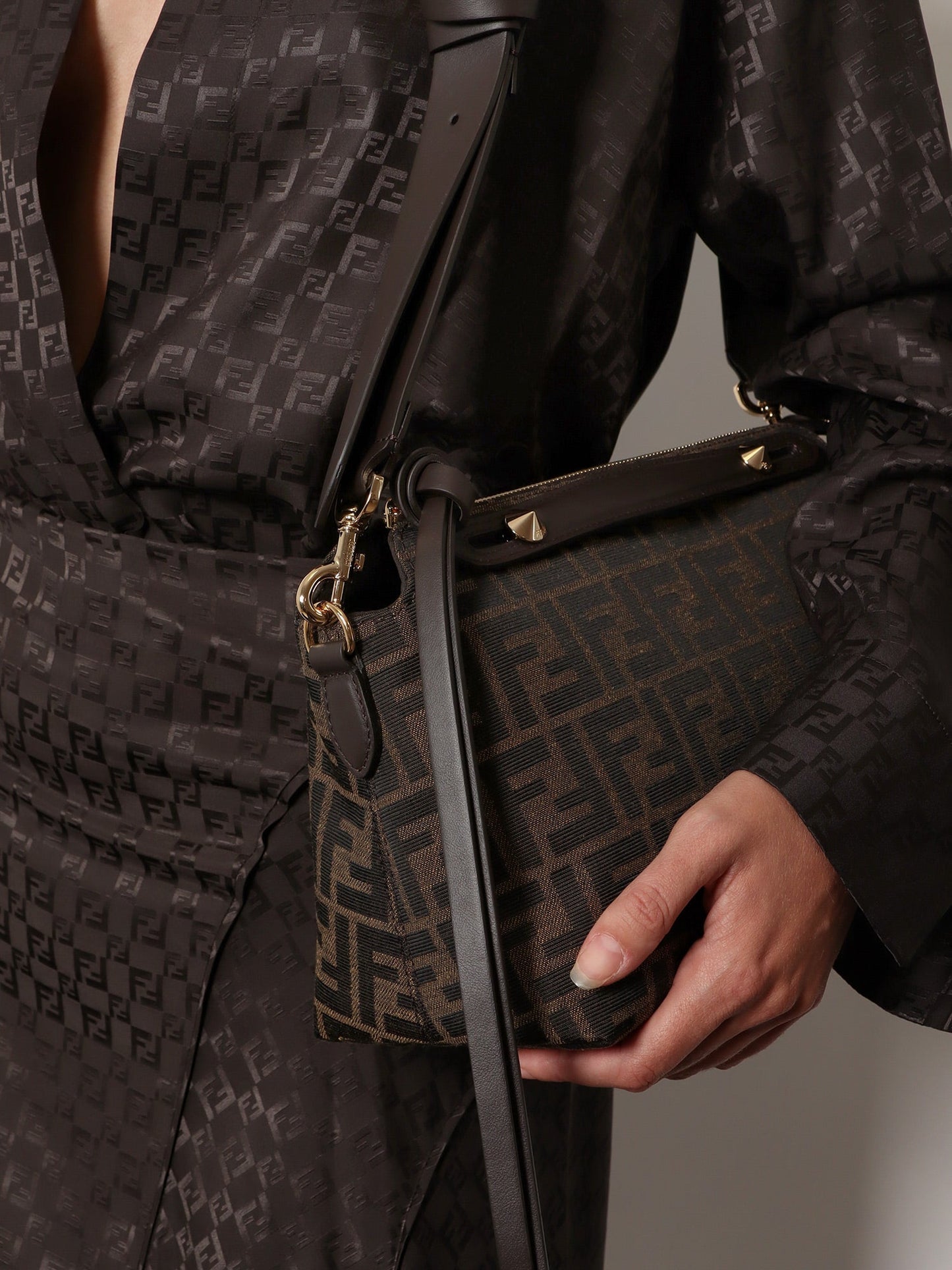 By The Way Soft Medium FF jacquard fabric crossbody bag
