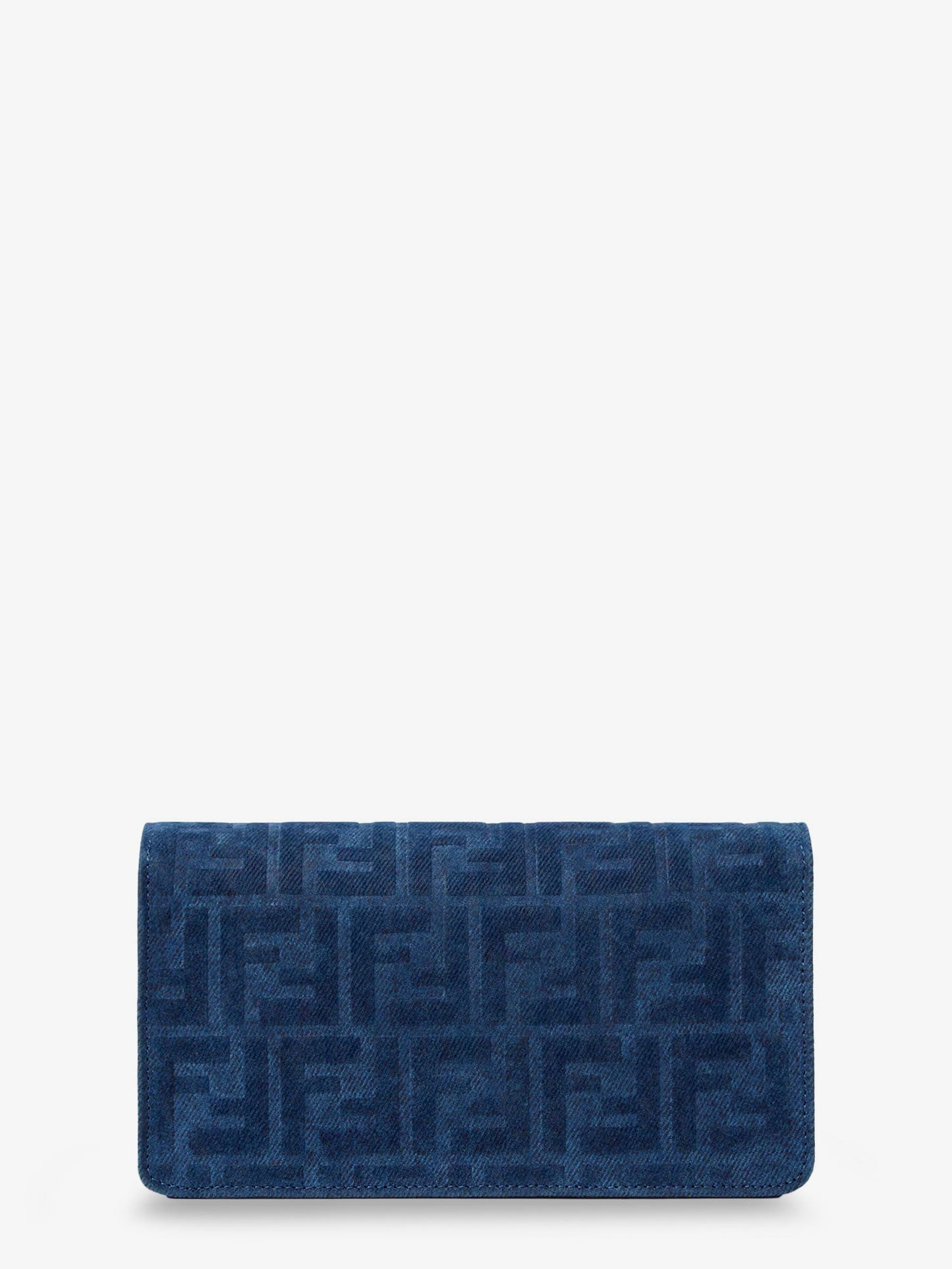 Wallet On Chain Baguette shoulder bag in denim-effect FF corduroy