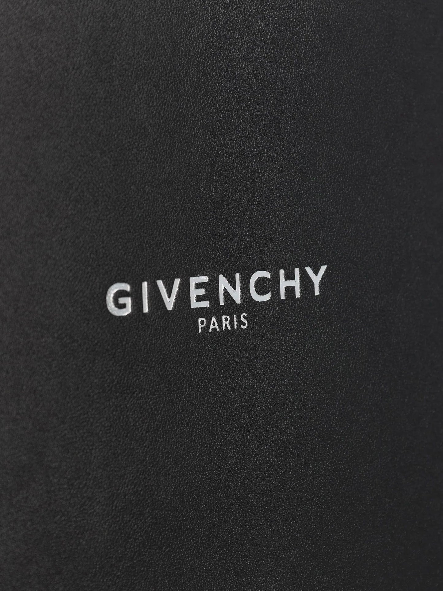 Leather clutch bag with lettering logo on the front