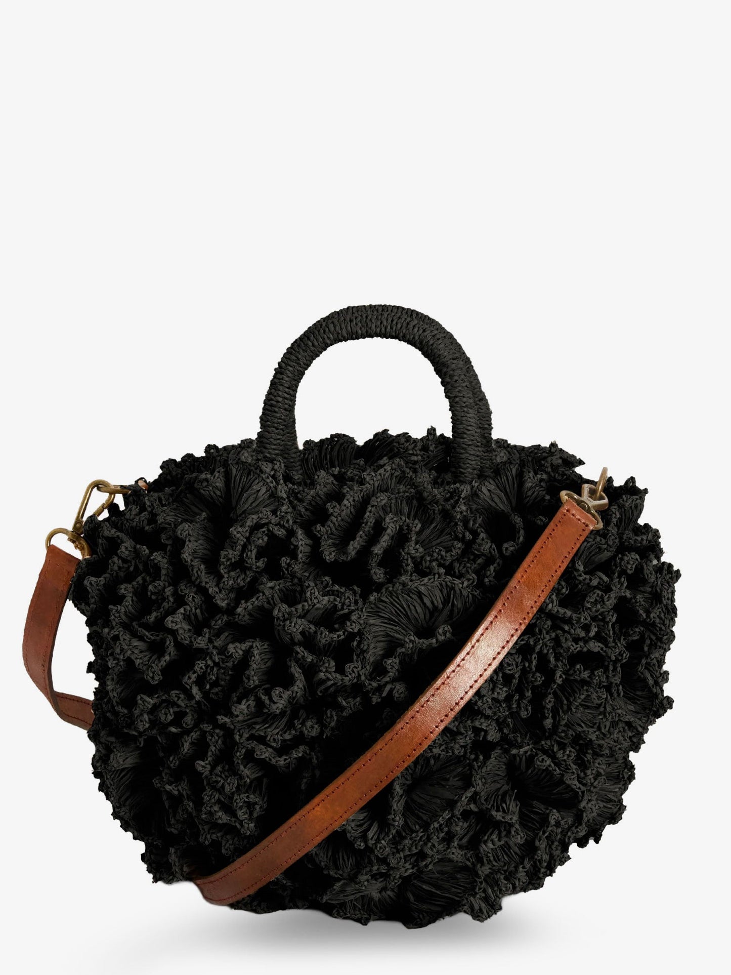 Coral raffia crossbody bag