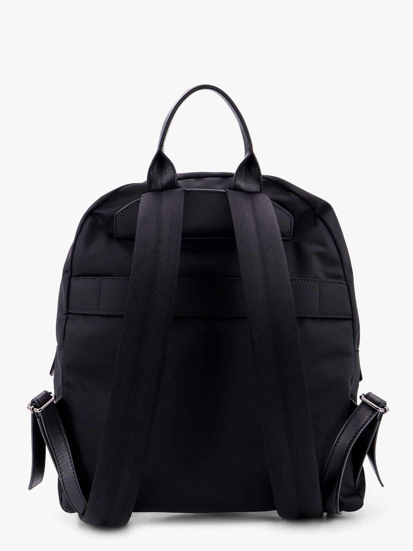 Nylon backpack with metal lettering logo