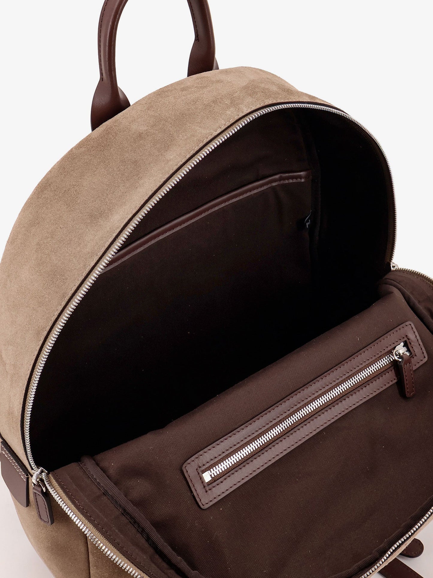 Suede backpack with engraved logo