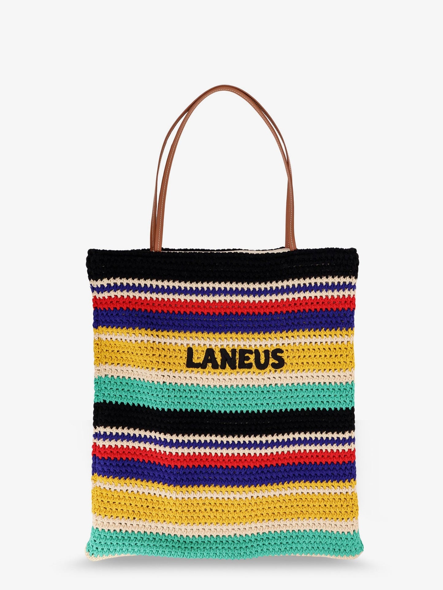 Crochet shoulder bag with embroidered logo