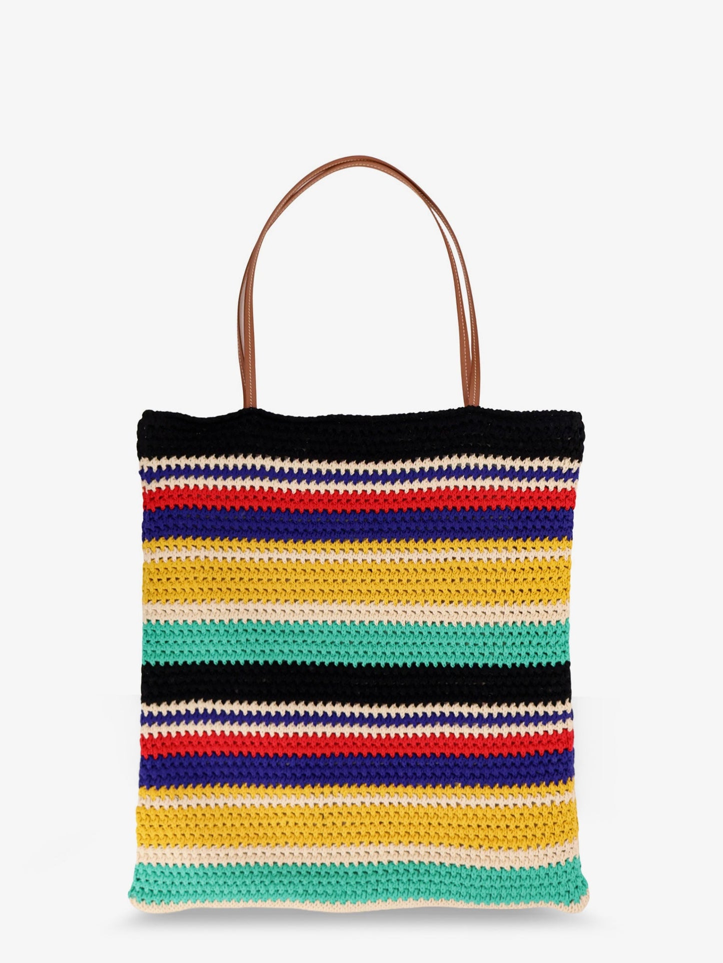 Crochet shoulder bag with embroidered logo