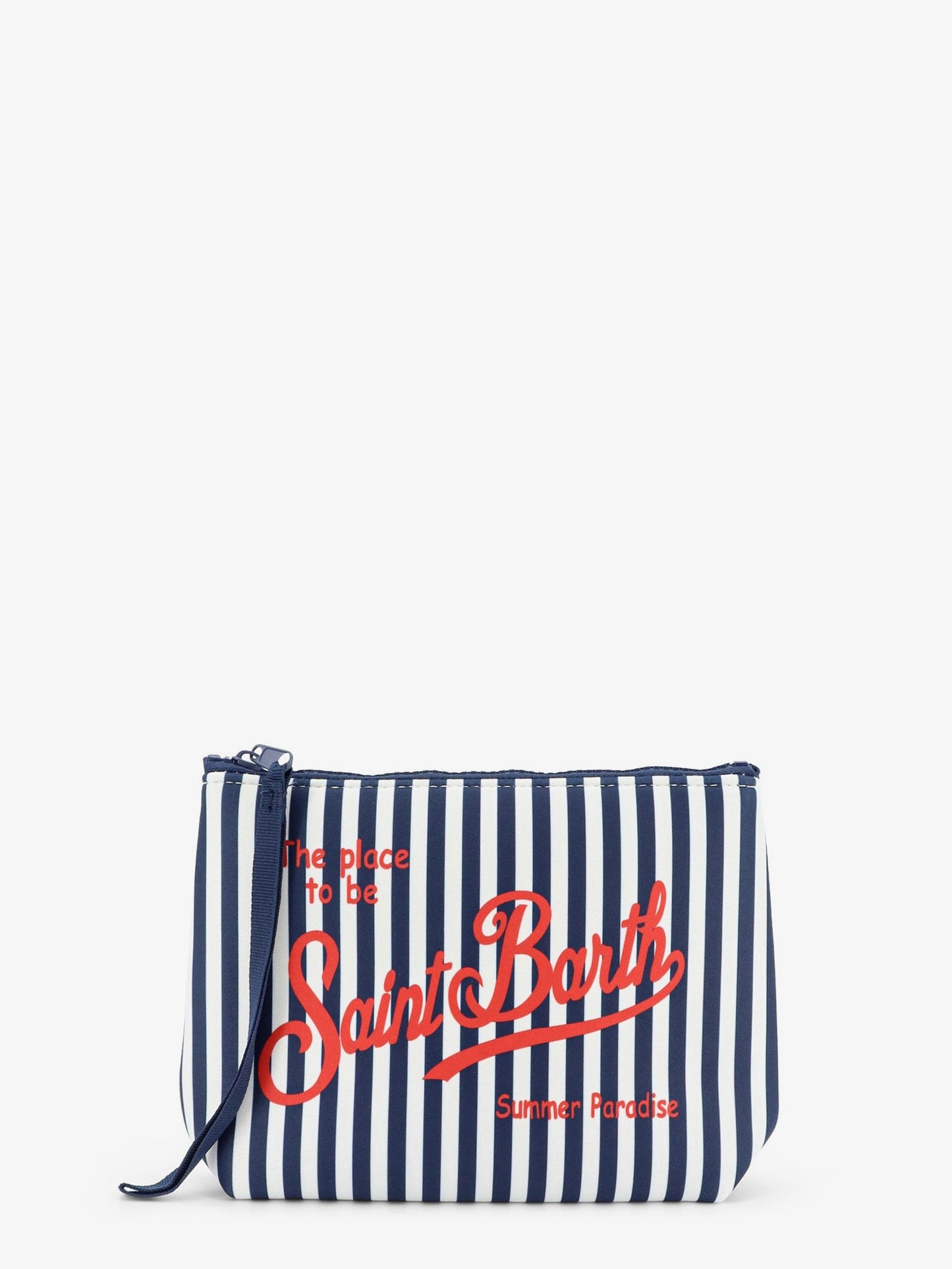 Aline scuba clutch with striped pattern