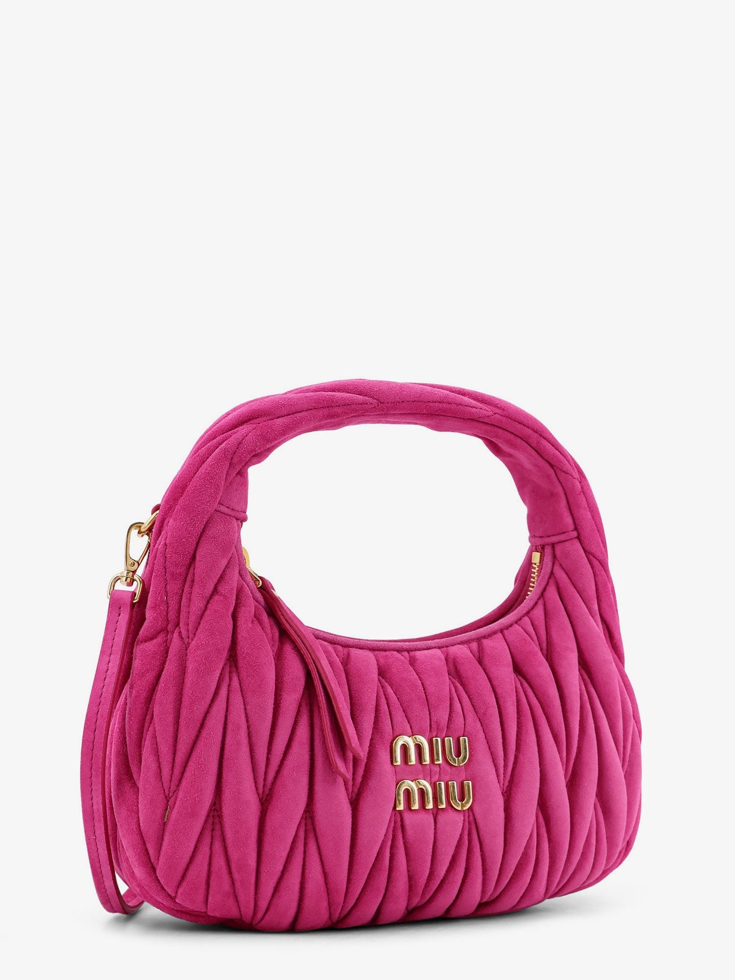 Wander matelassé suede shoulder bag