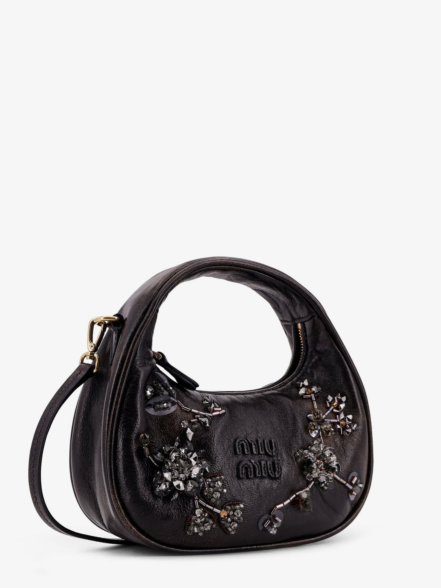 Wander leather mini crossbody bag with embroidery