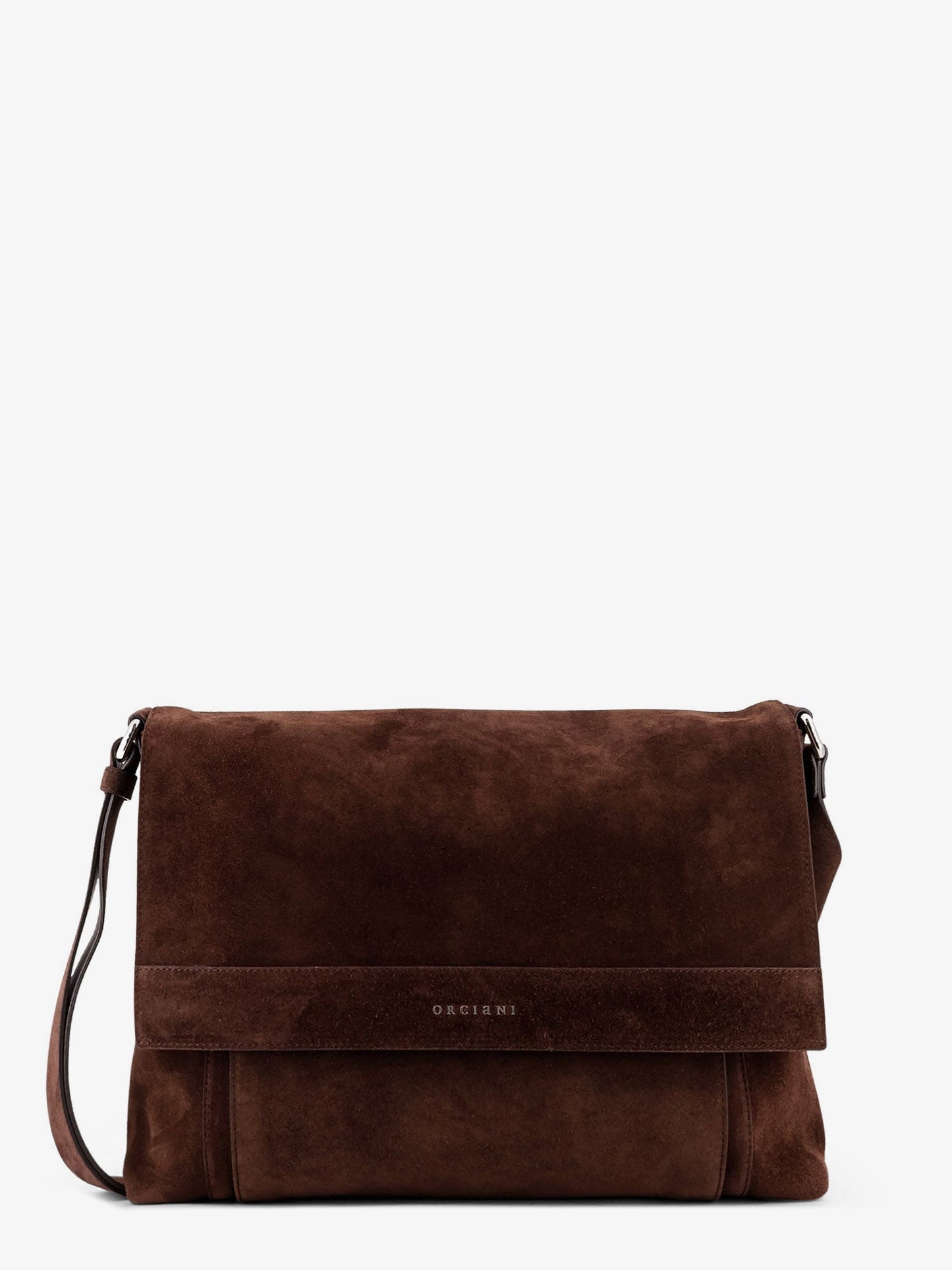 Peach suede messenger bag