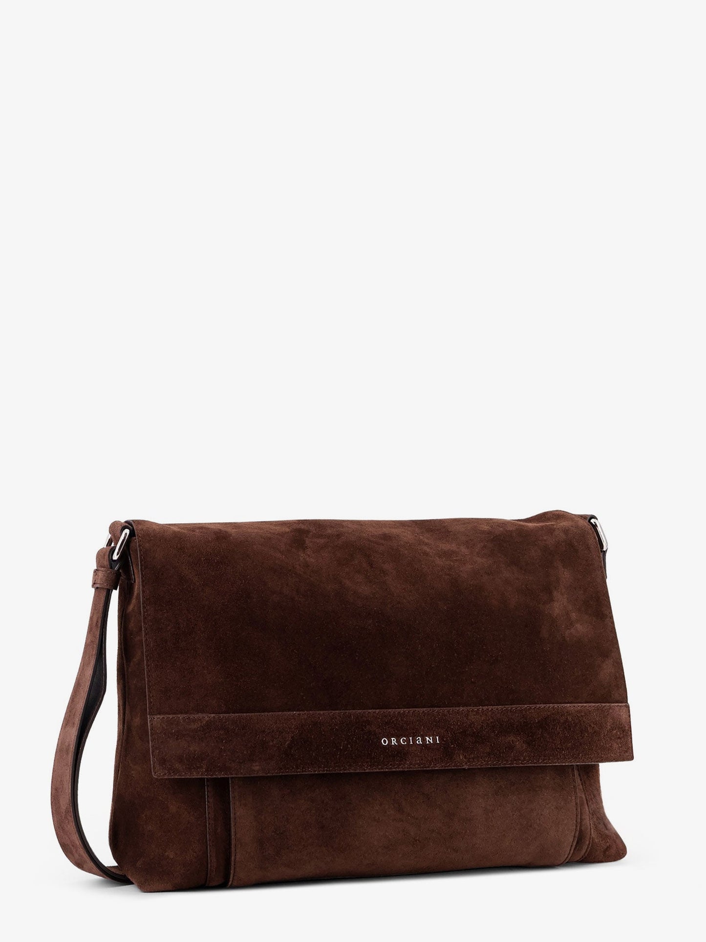 Peach suede messenger bag