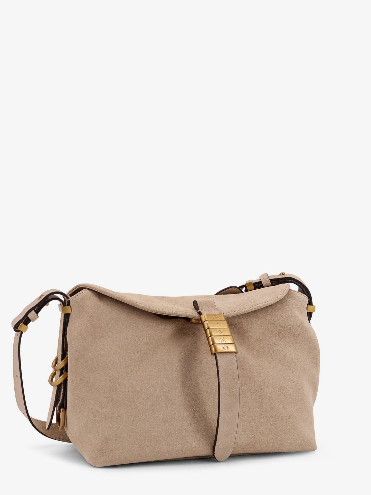 Leather shoulder bag with metal logo detail