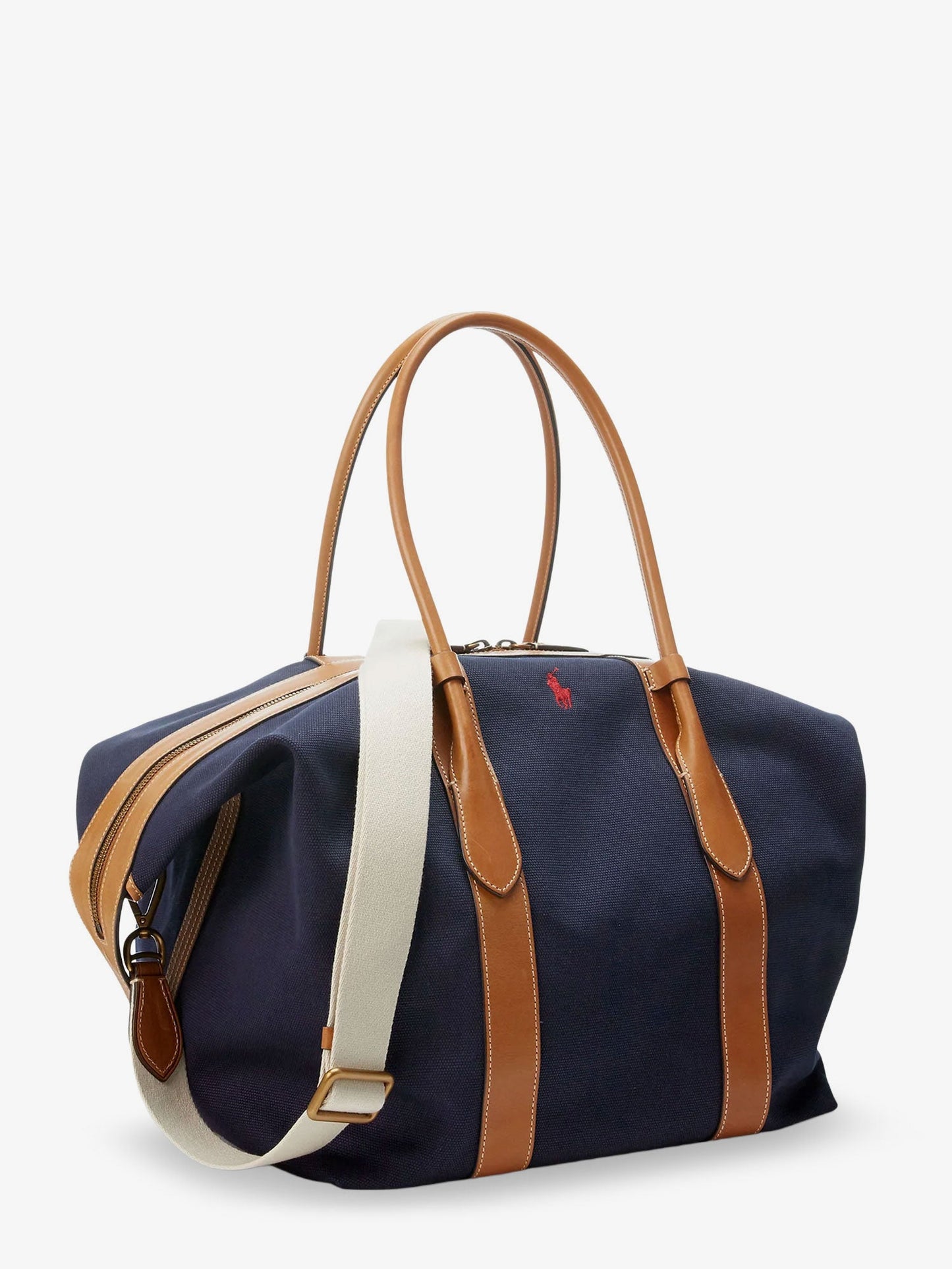 Canvas shoulder bag with embroidered logo