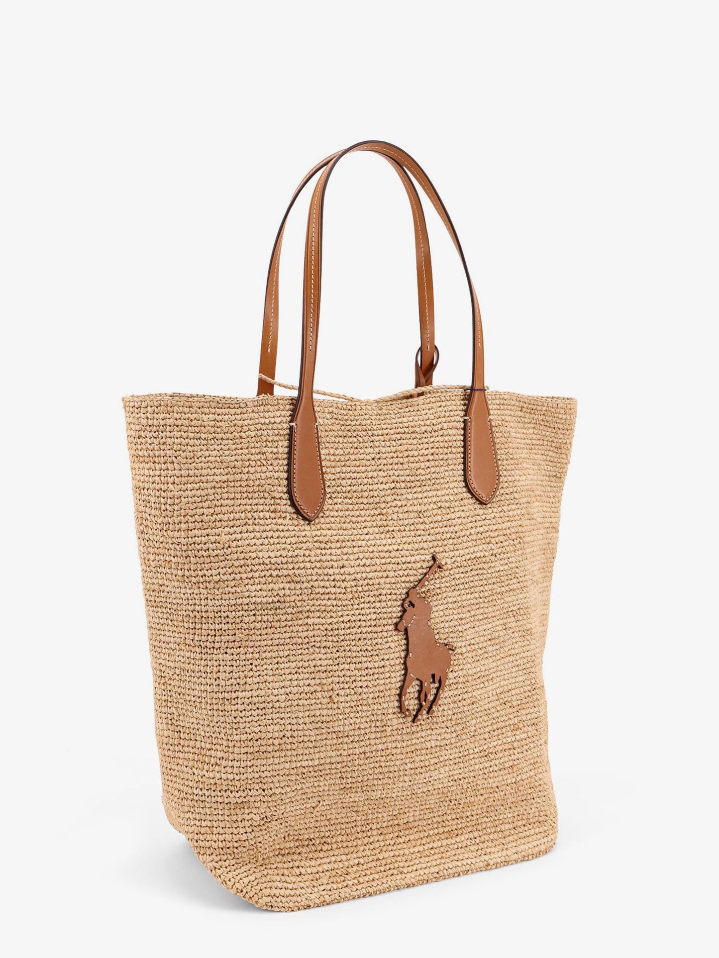 Leather shoulder bag with logo on the front