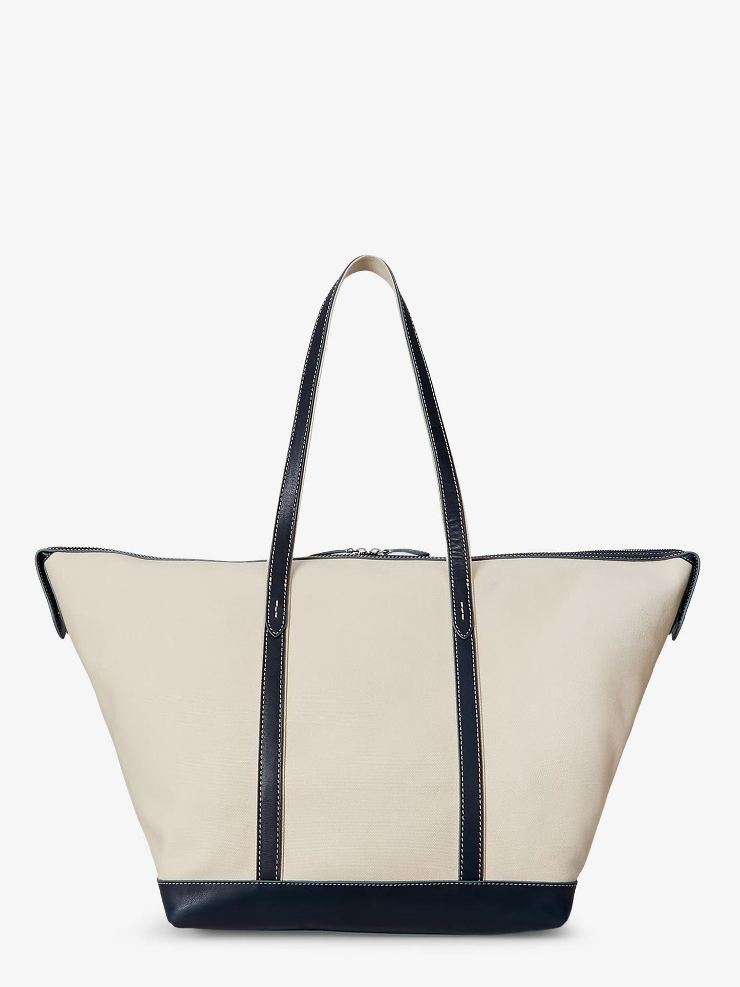 Canvas travel bag with leather profiles