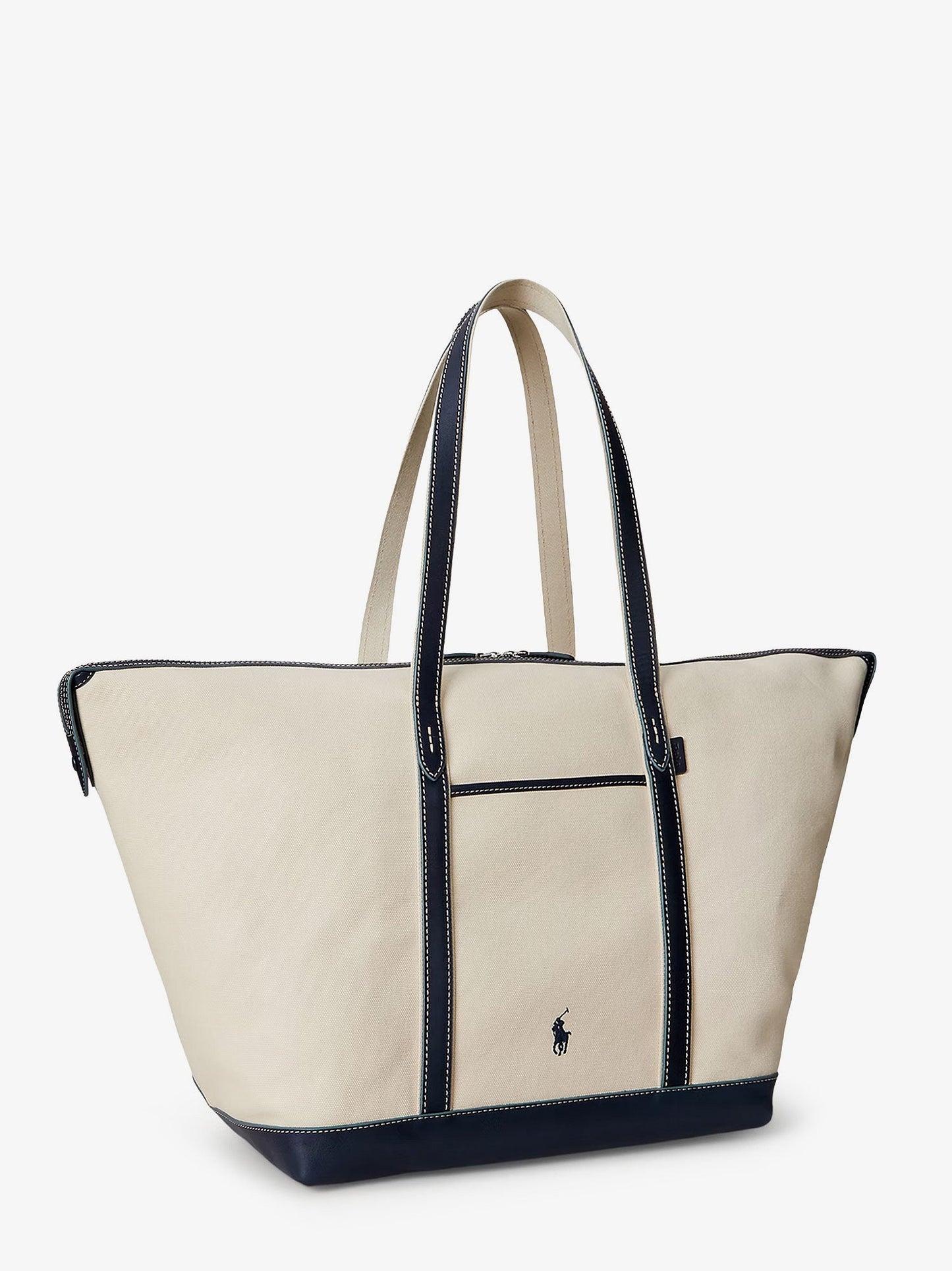 Canvas travel bag with leather profiles