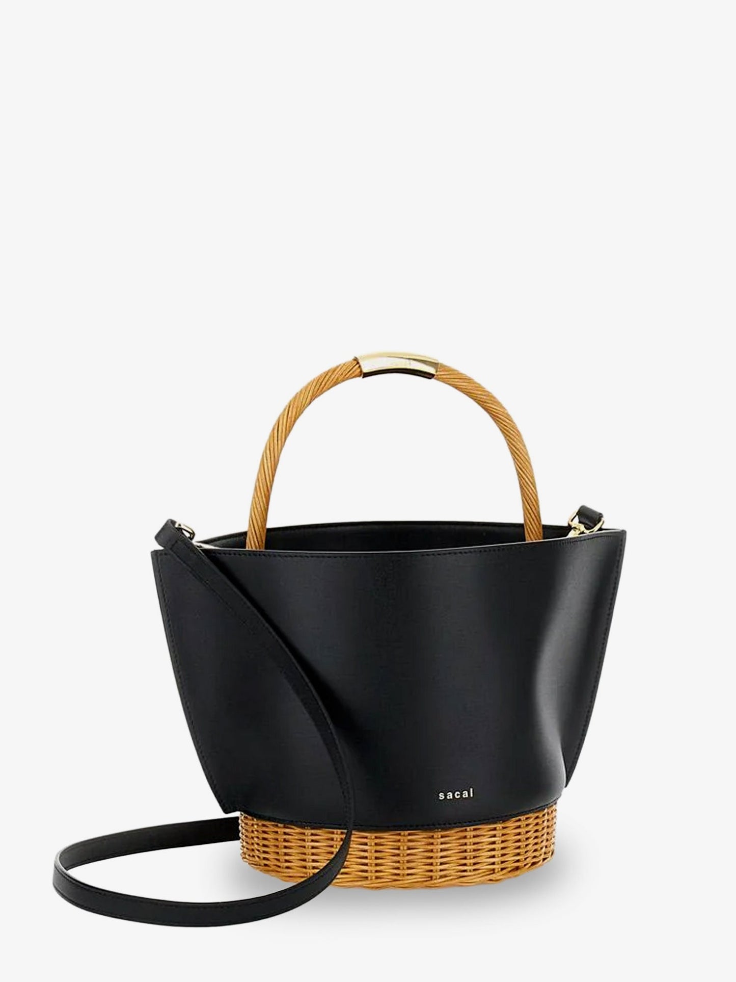 Leather crossbody bag with logo on the front