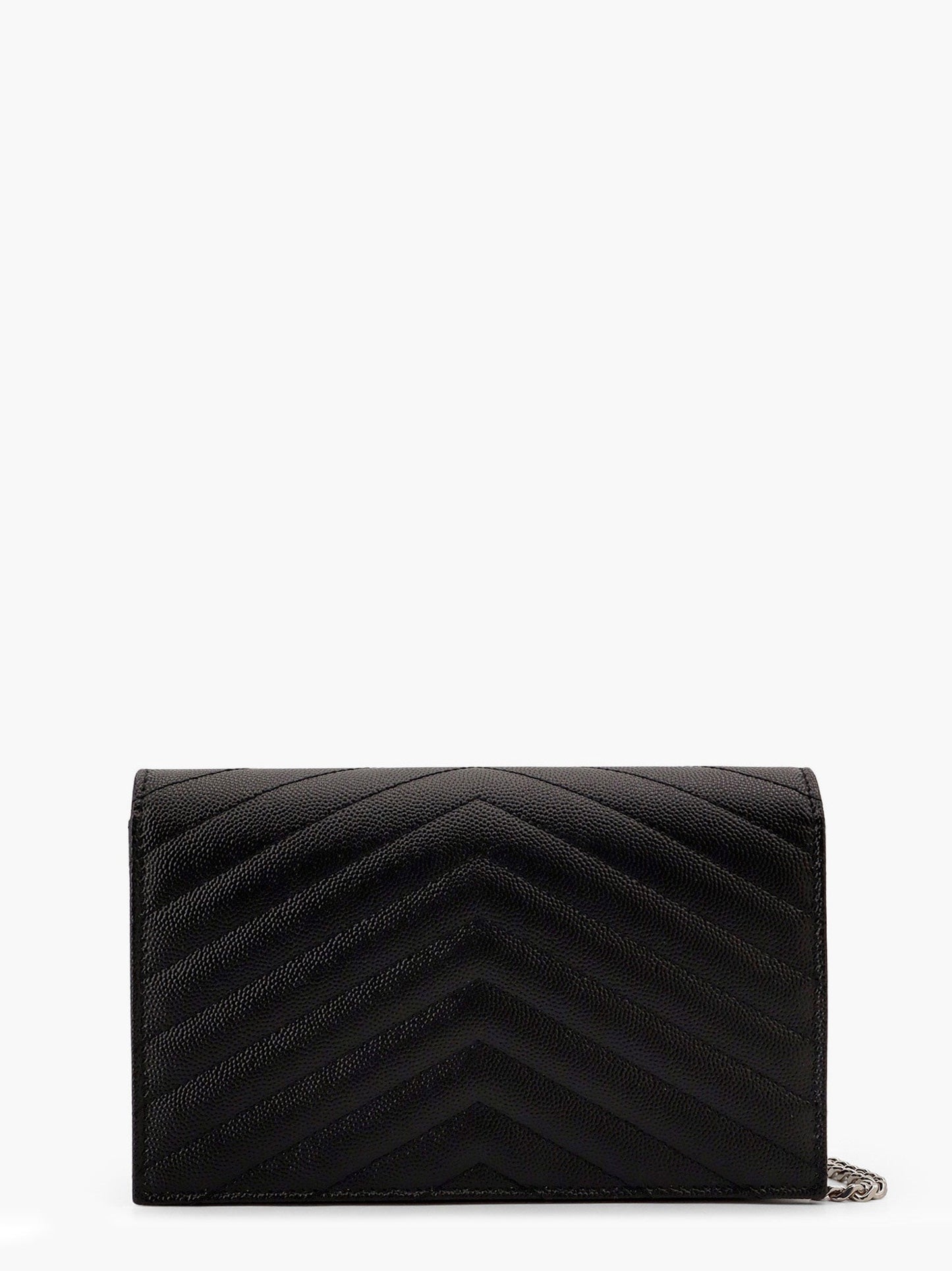 Pochette Cassandre grain-de-poudre leather clutch with shoulder strap