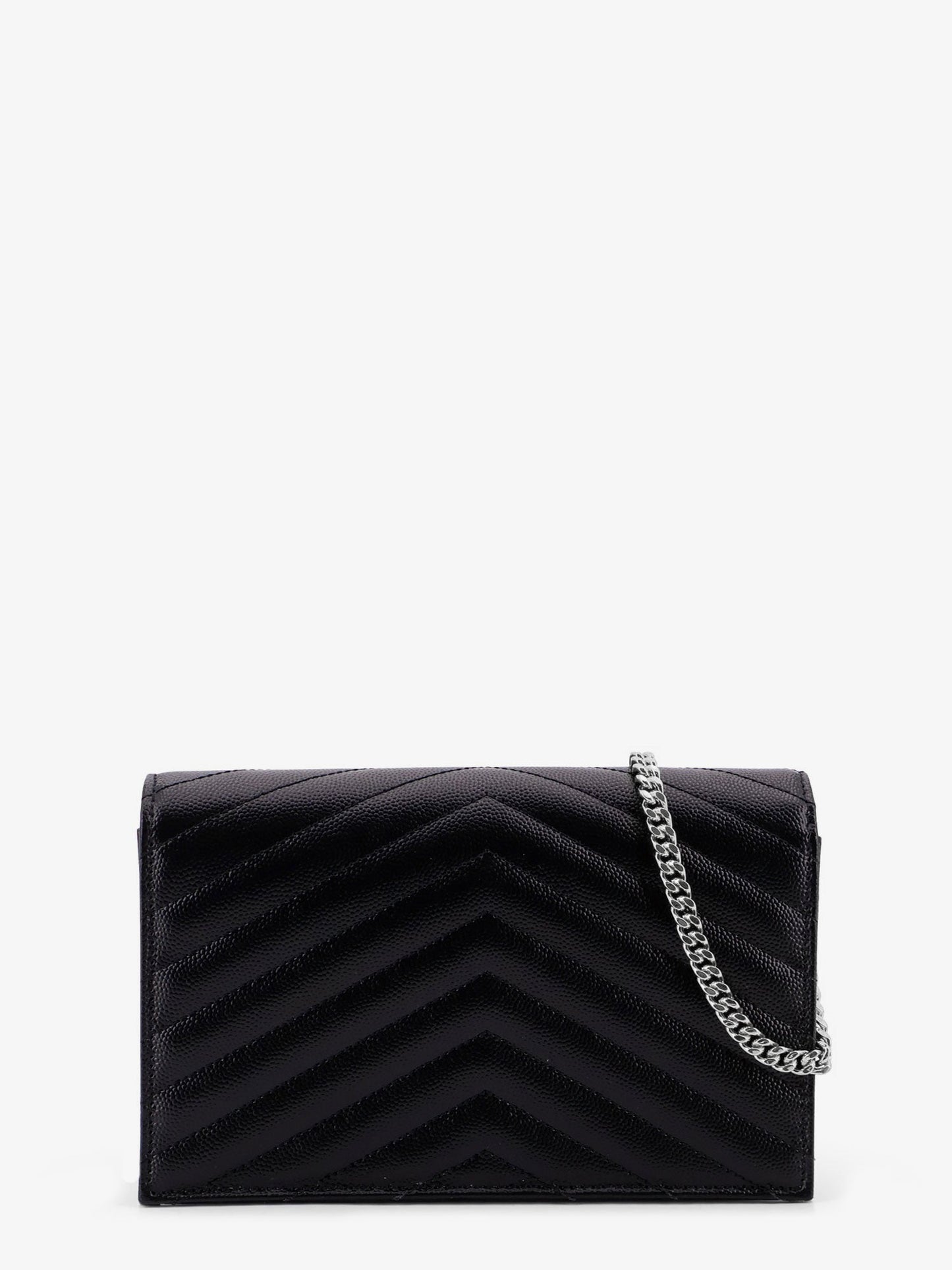 Envelope leather wallet crossbody bag with chain shoulder strap