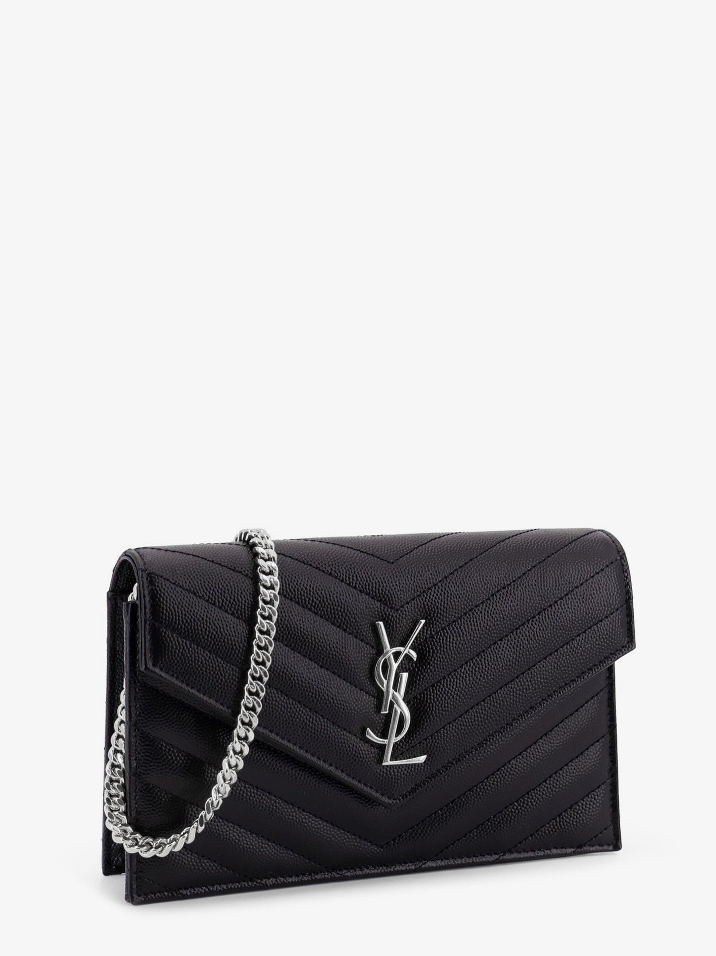 Envelope leather wallet crossbody bag with chain shoulder strap