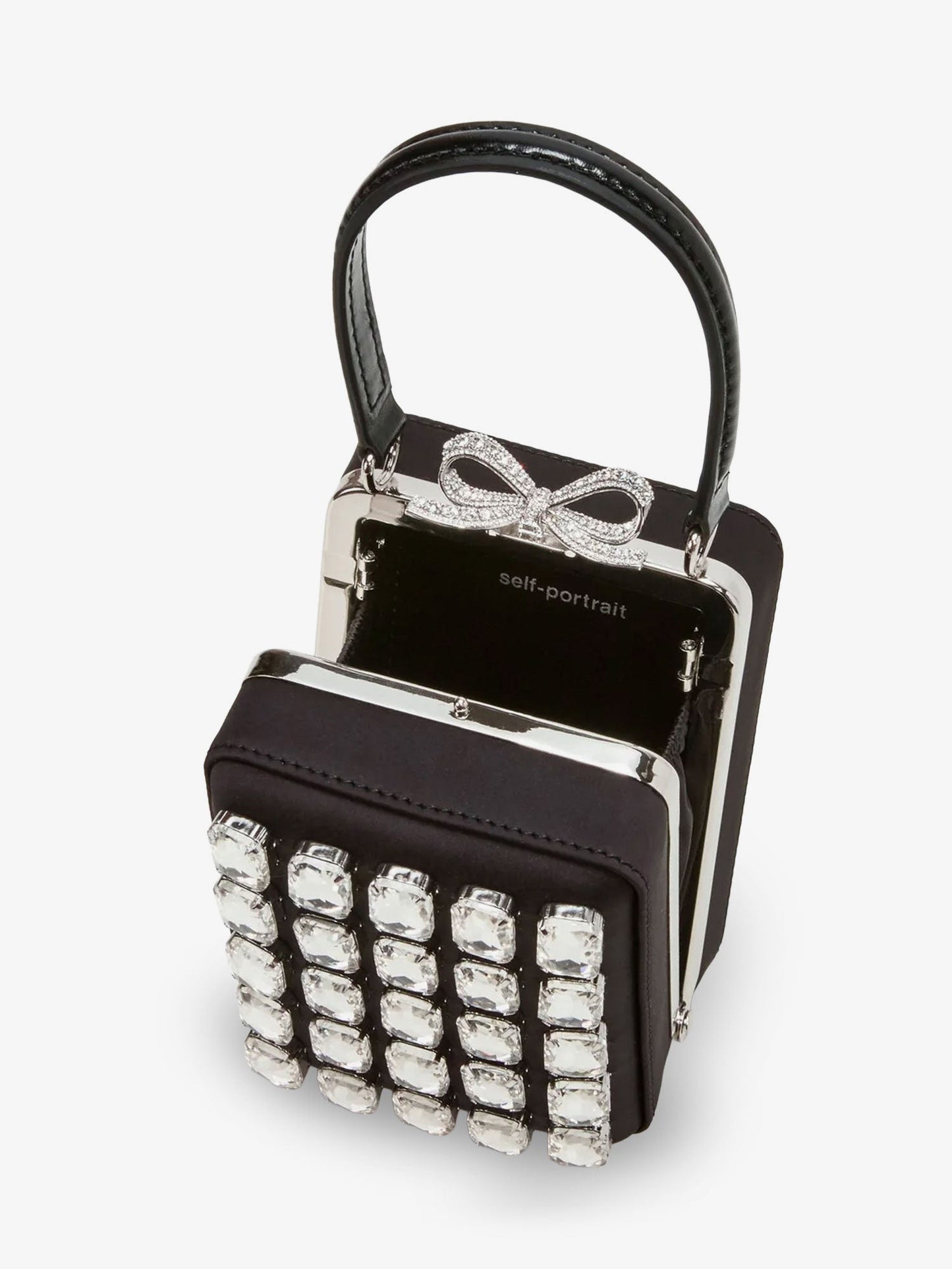 Satin shoulder bag with crystals