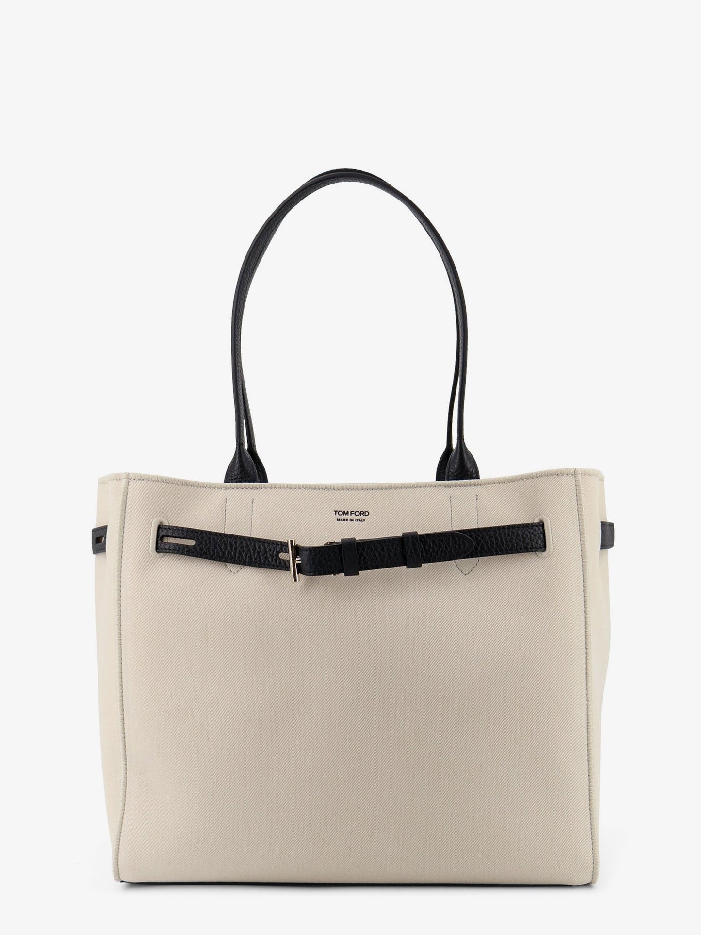 Canvas shoulder bag with engraved logo on the front