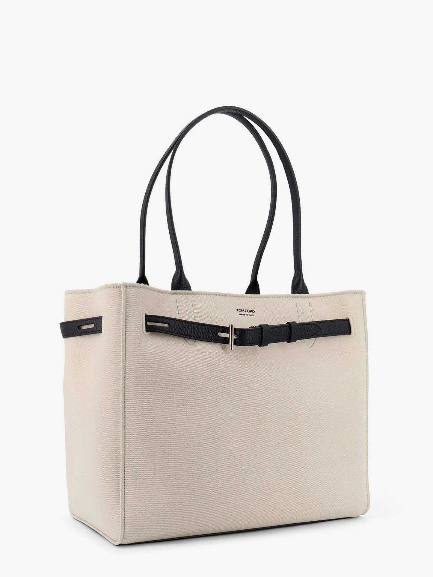 Canvas shoulder bag with engraved logo on the front