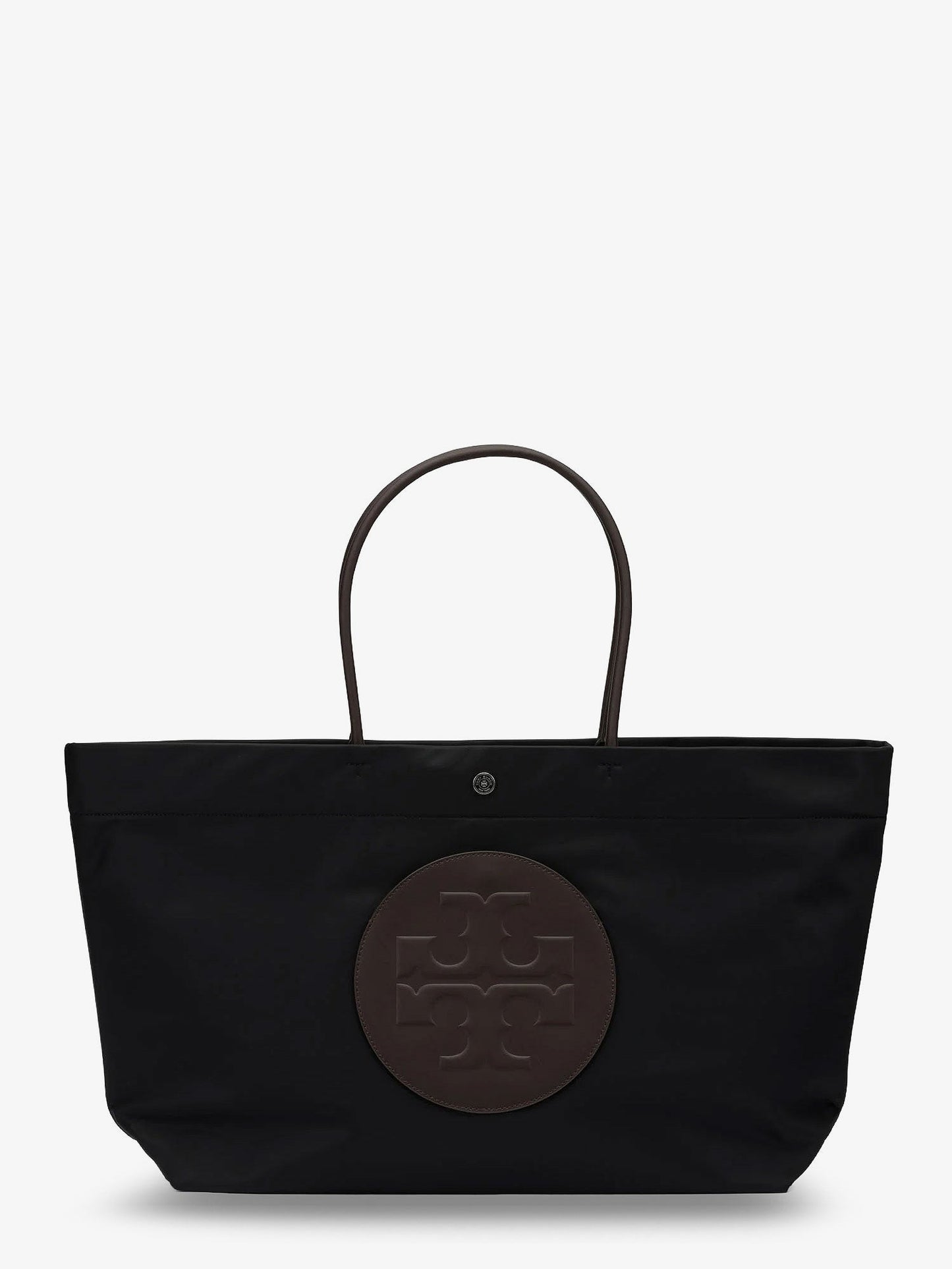 Ella Twist nylon shoulder bag with maxi front logo patch