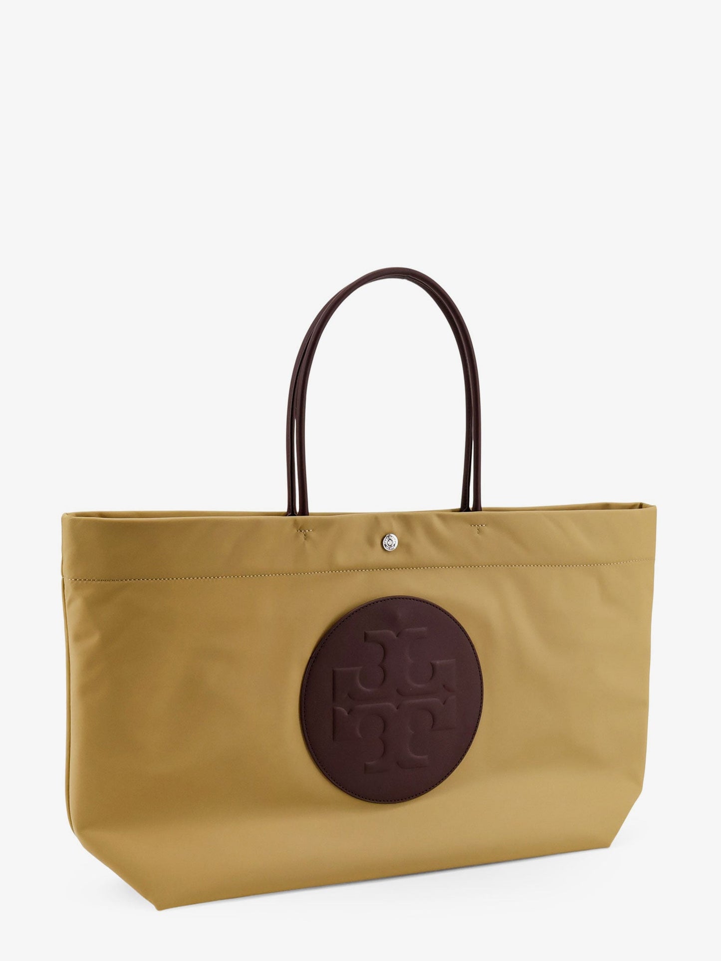 Ella Twist nylon shoulder bag with maxi logo patch on the front