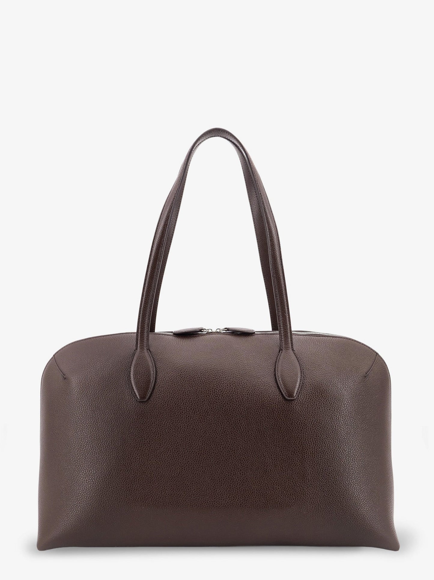 Suede handbag with engraved logo on the front