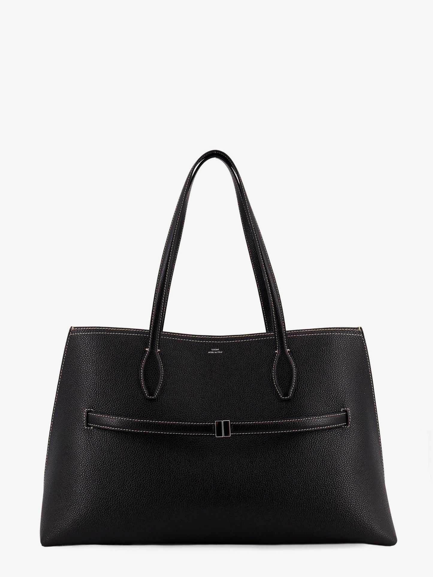 Leather shoulder bag with lettering logo on the front
