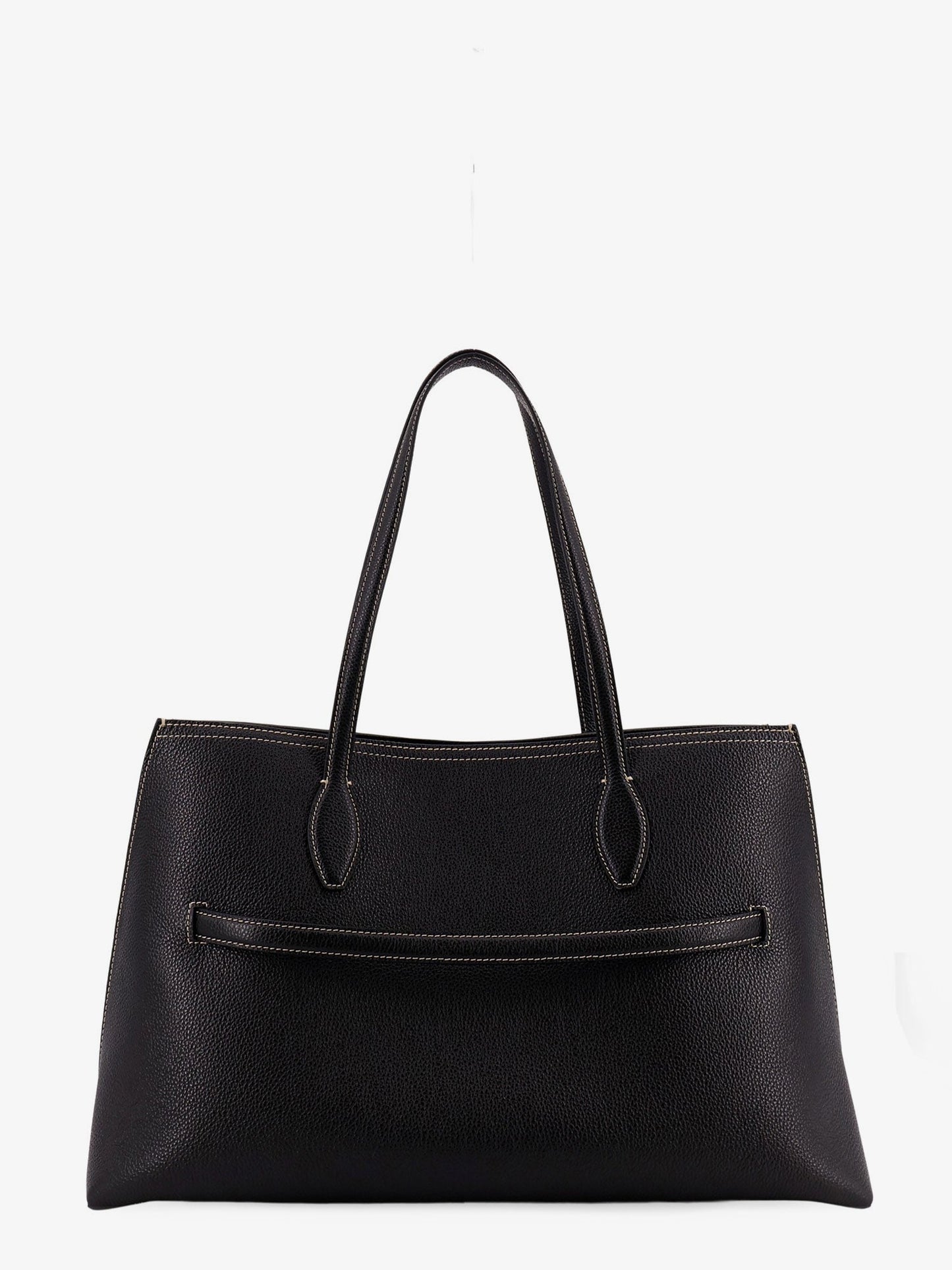 Leather shoulder bag with lettering logo on the front