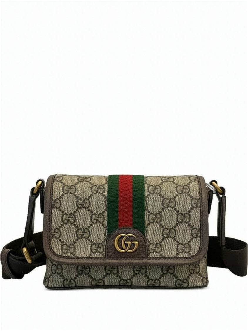 Gucci Canvas Crossbody Bag With Iconic Gg Pattern