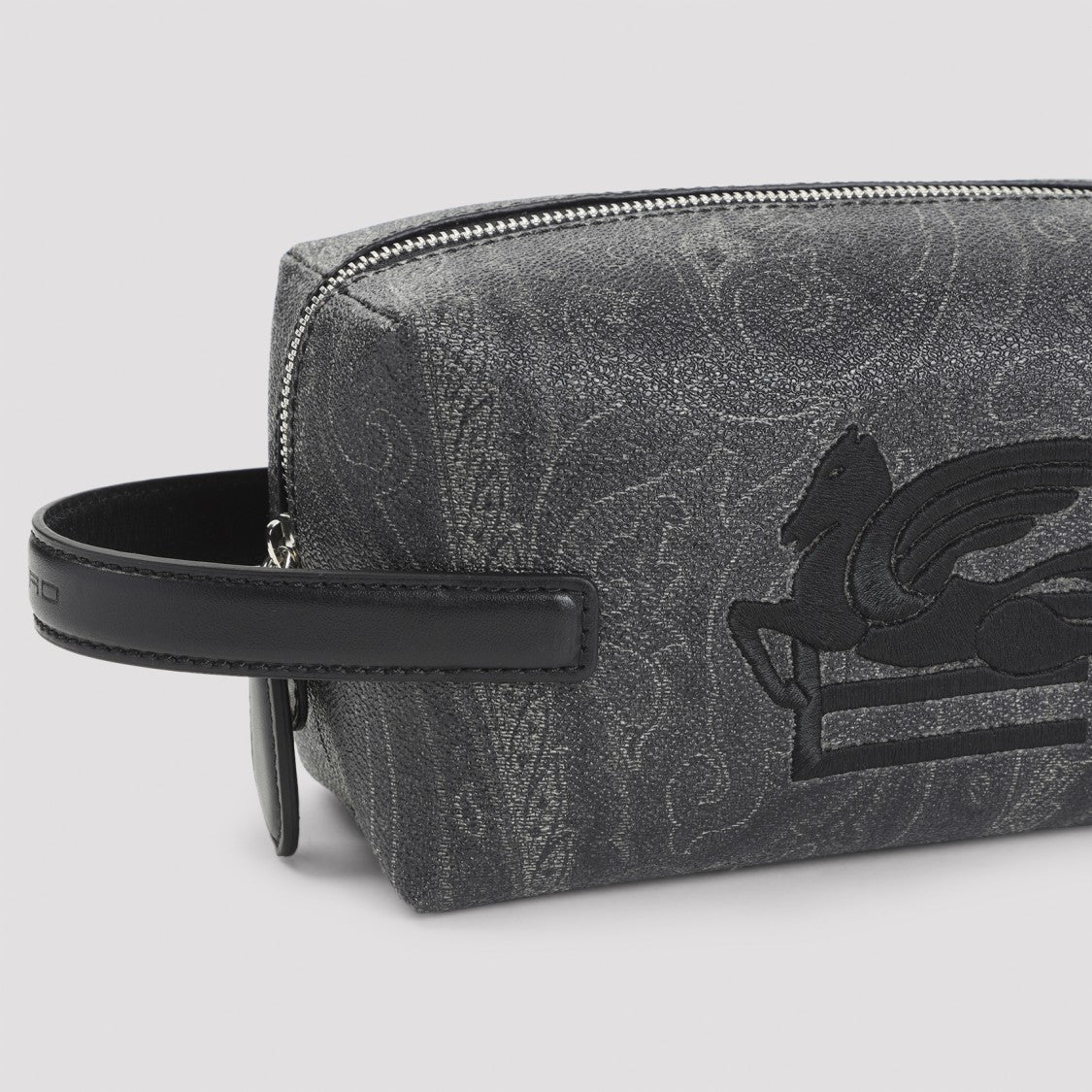 Etro Rectangular Grey Cotton Blend Clutch With Paisley Pattern