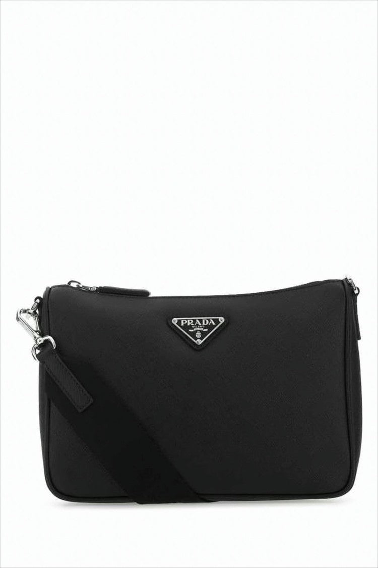 Prada Rectangular Black Shoulder Bag With Smooth Leather