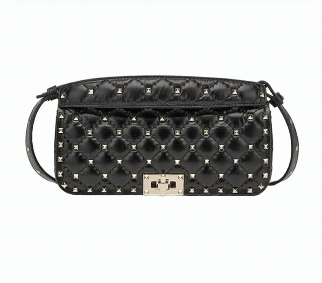 Valentino Quilted Black Leather Shoulder Bag With Gold-Tone Chain Strap