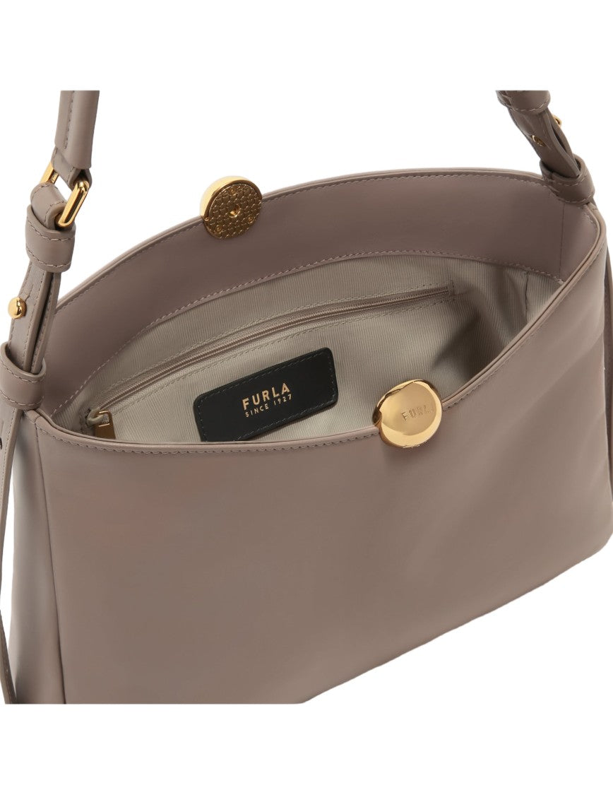 Furla Sfera Soft M Leather Shoulder Bag, Dove Grey