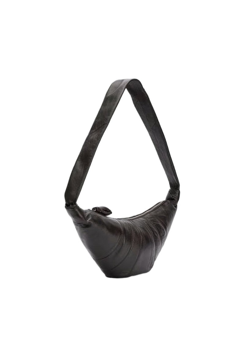 Lemaire Crescent-Shaped Black Lambskin Shoulder Bag With Padded Strap