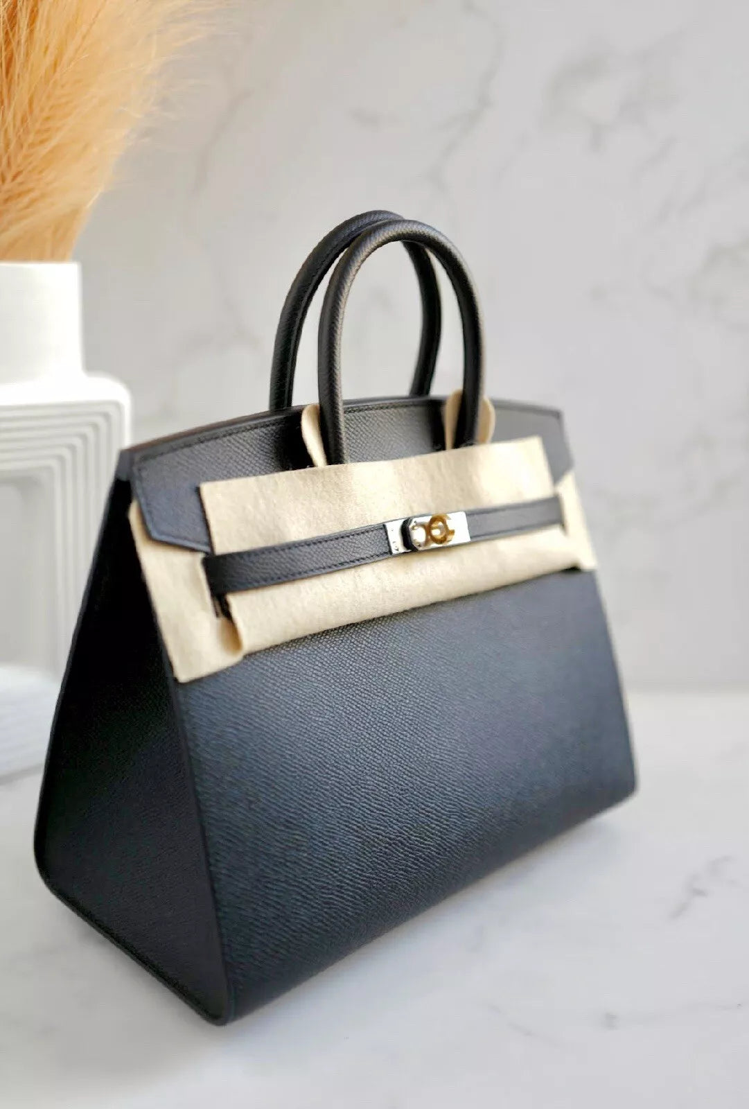 BNIB Hermes Birkin 25 Black Epsom Sellier Electrum HW W 2024 Original Receipt