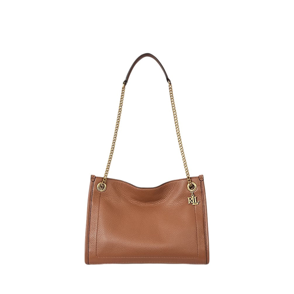 Lauren Ralph Lauren Brdly Medium Shopper Tote In Textured Tan Cow Leather