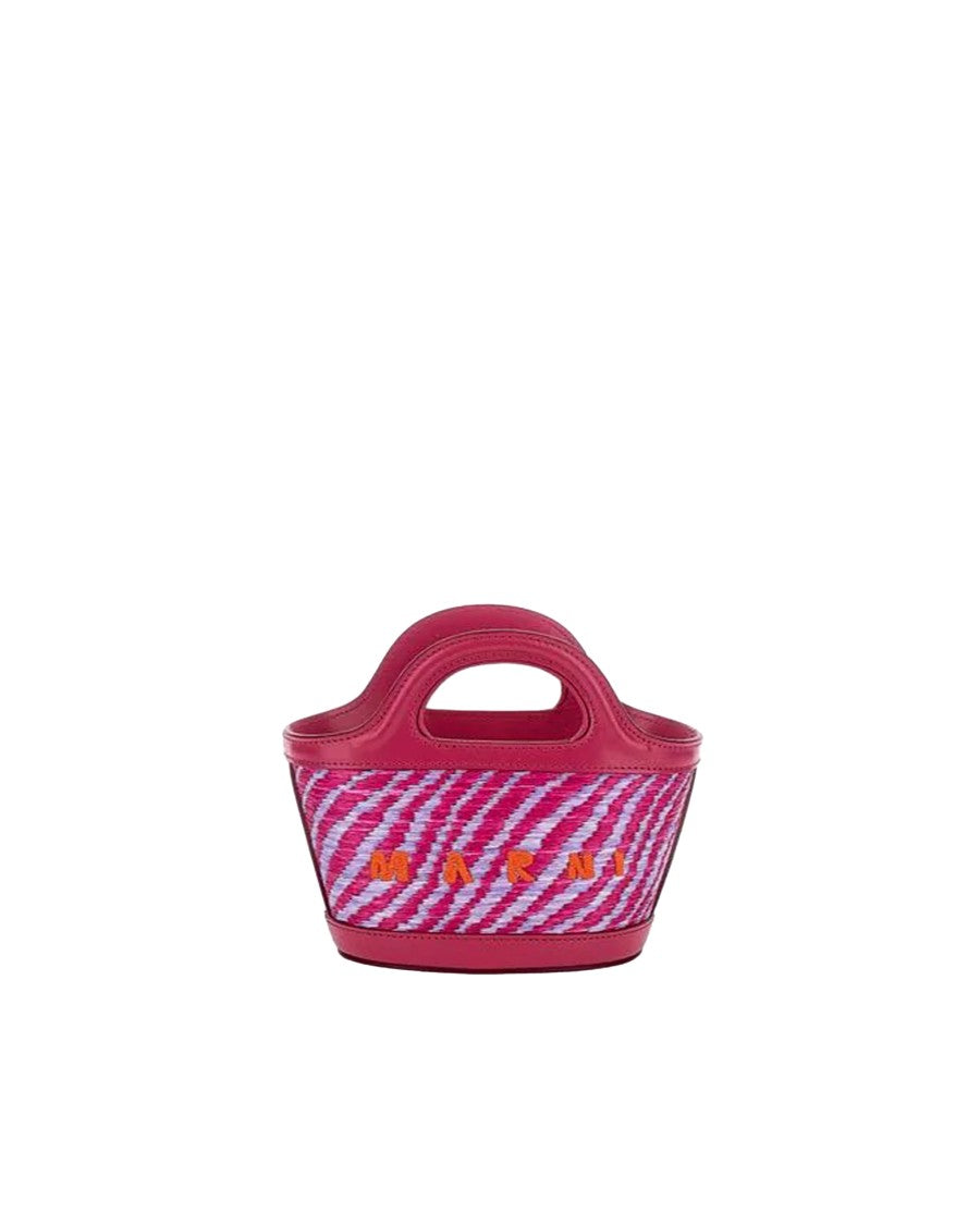 Marni Micro Raffia Tote With Wavy Two-Tone Design