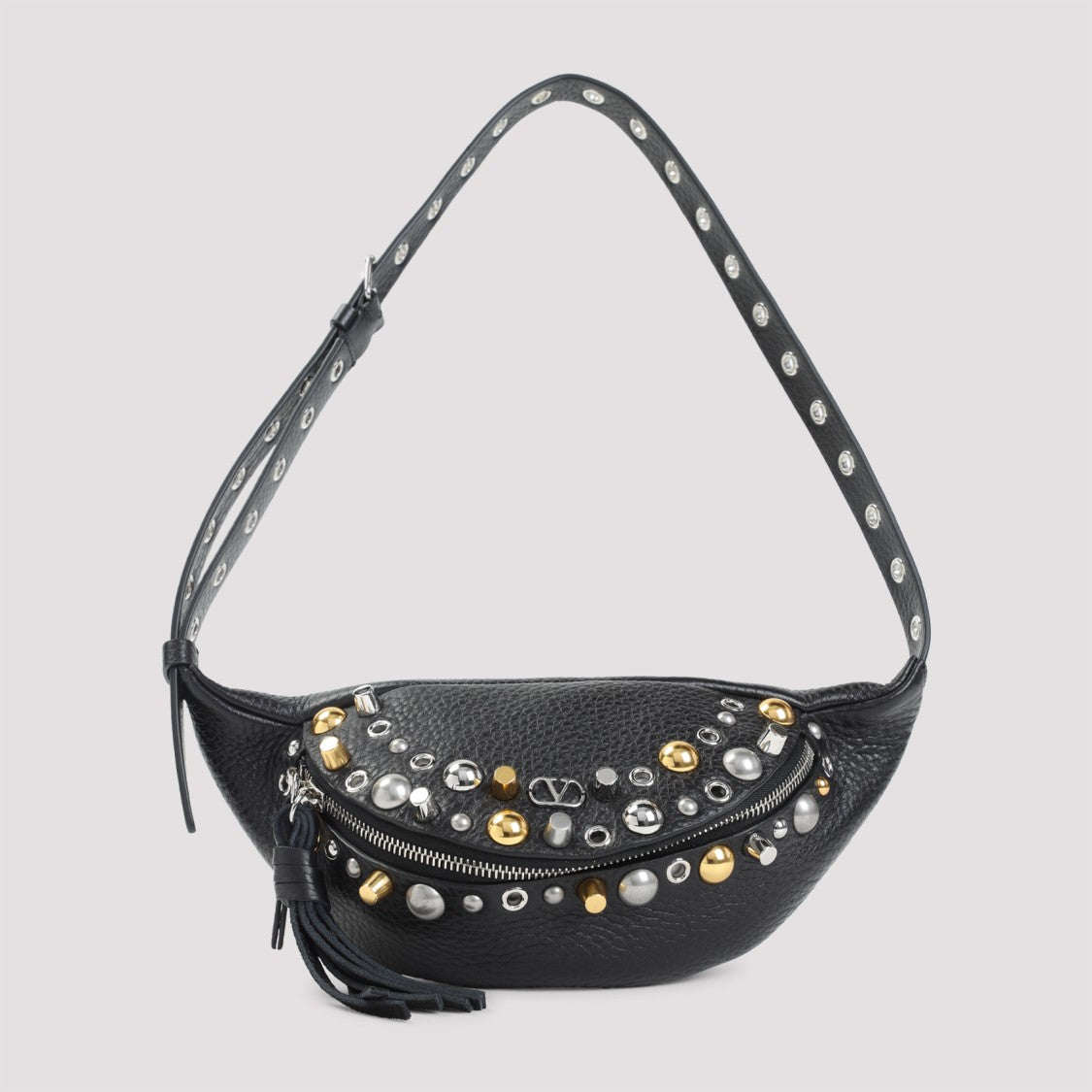 Valentino Garavani Black Calf Leather Nellcote Belt Bag