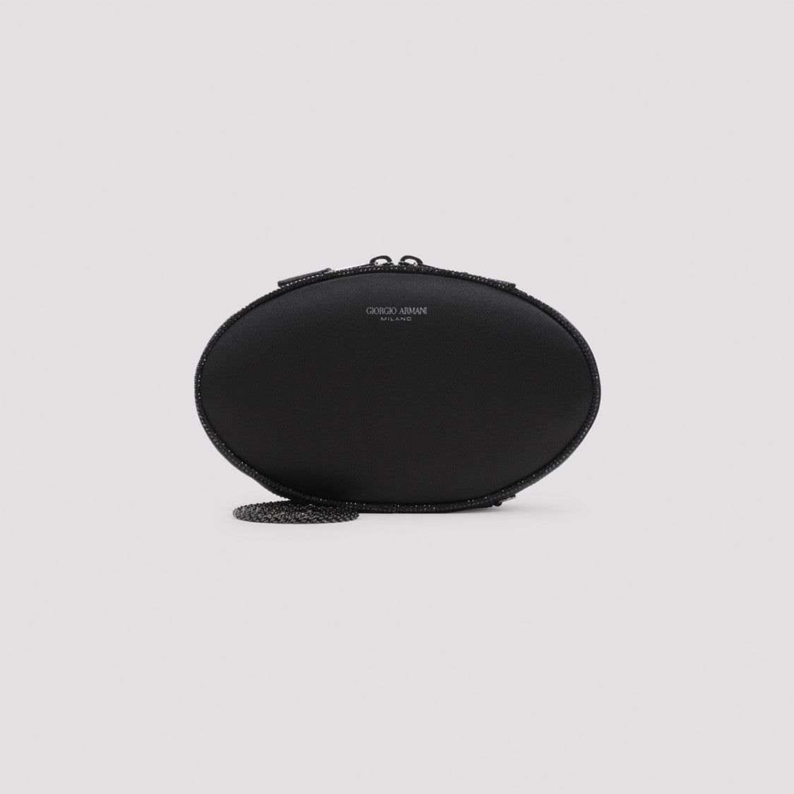 Giorgio Armani Oval Clutch With Viscose-Silk Blend And Chain Detail