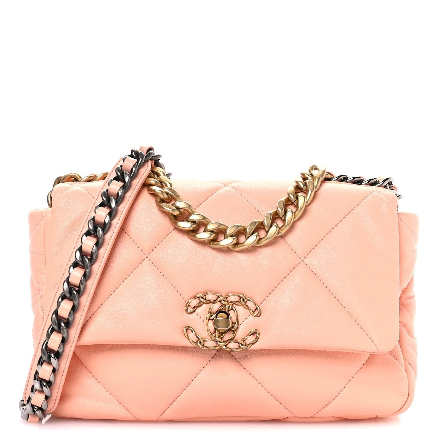 Lambskin Quilted Medium Chanel 19 Flap Light Pink