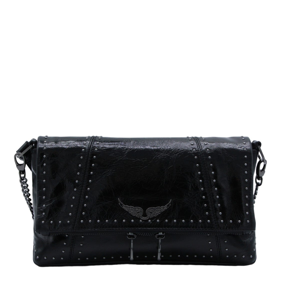 Zadig & Voltaire Black Shoulder Bag With Studded Flap